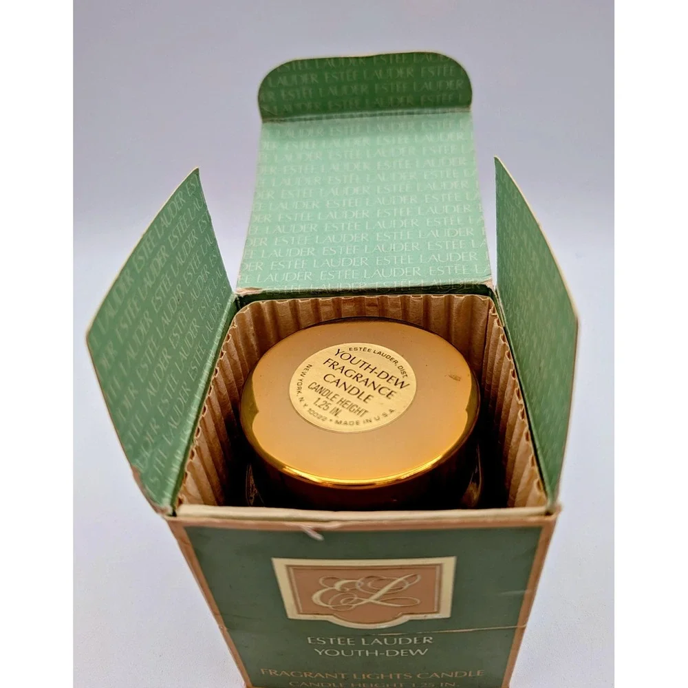 Vintage Estee Lauder Youth-Dew Fragrant Lights Candle in Glass Jar with Box